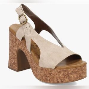 Blowfish Women's Partea Lt. Taupe Open Toe Platform Slingback Heeled Sandal 10